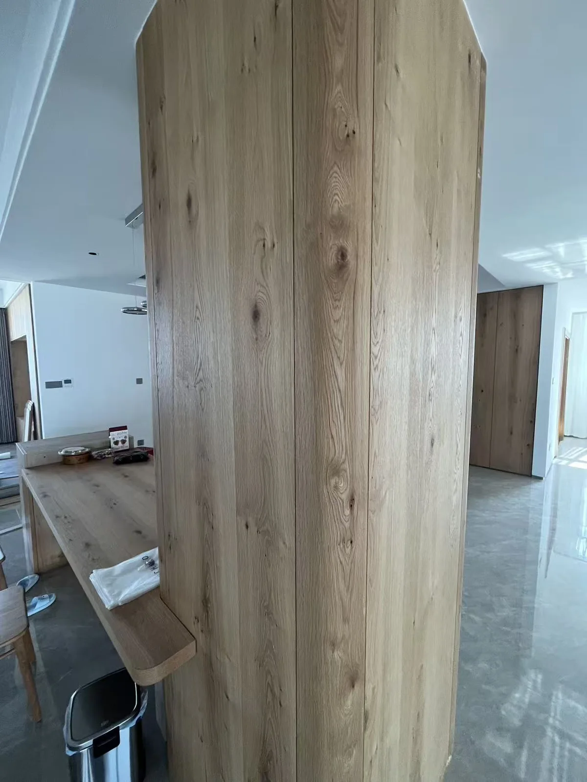Wood-finished wall
